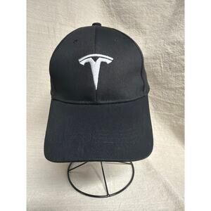 Tesla Logo Black Baseball Cap Hat Adjustable Strapback EV Electric Car Merch